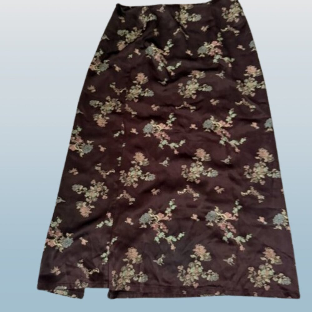 Vintage Satin Floral Skirt